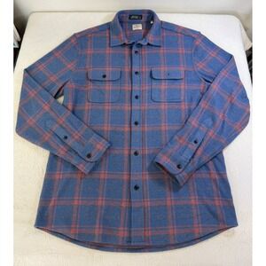Faherty Legend Sweater Shirt Mens Large Blue Red Plaid Flannel MXC0002-TMV